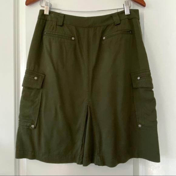 Olive Green Riveted Utility Cargo Mini Skirt w Pockets Coldwater Creek Size 6 - Picture 6 of 10